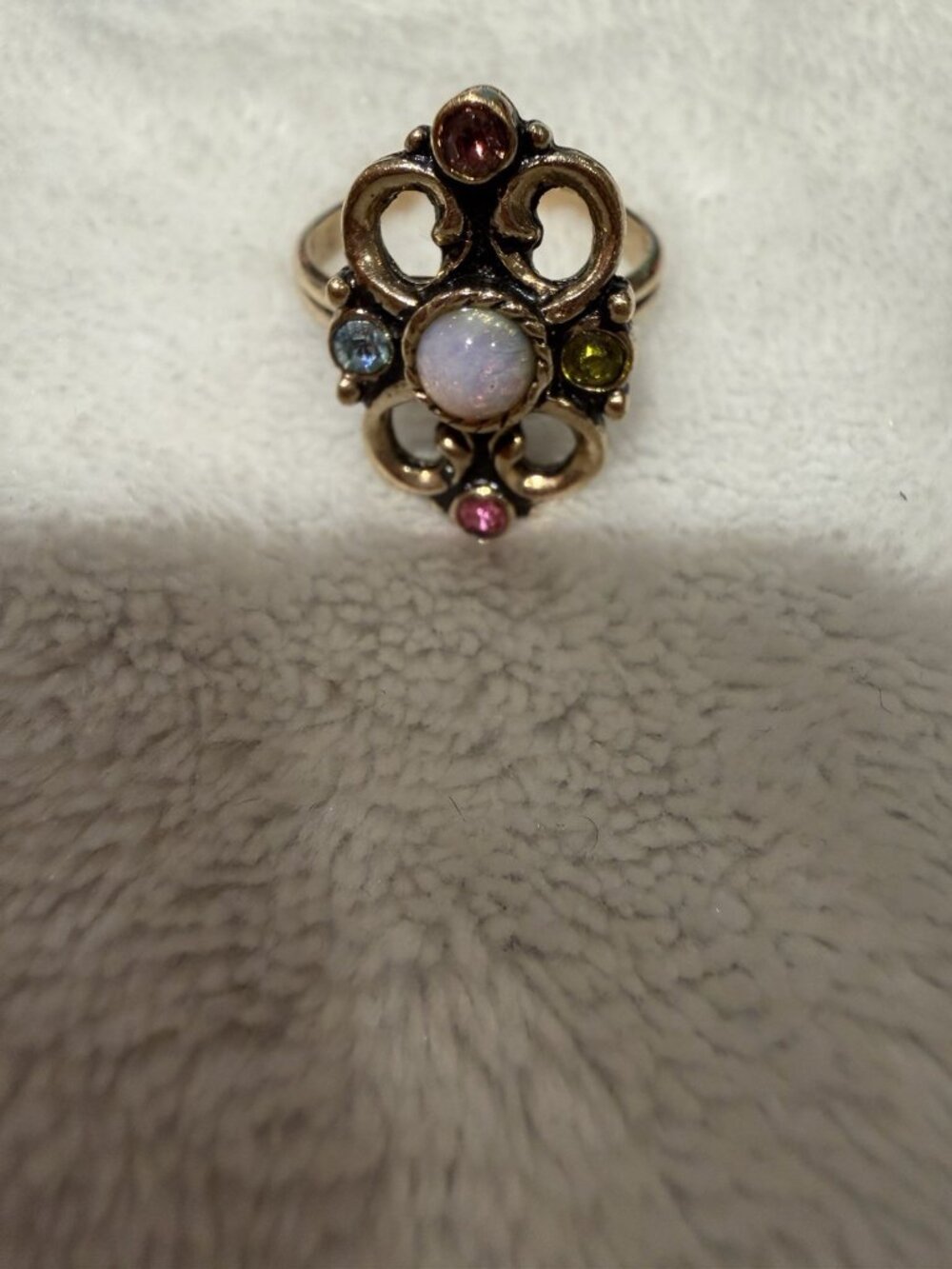 Vintage Sarah Coventry LIGHTS RING Gold Crystal Rhinestone Adjustable - Picture 2 of 8